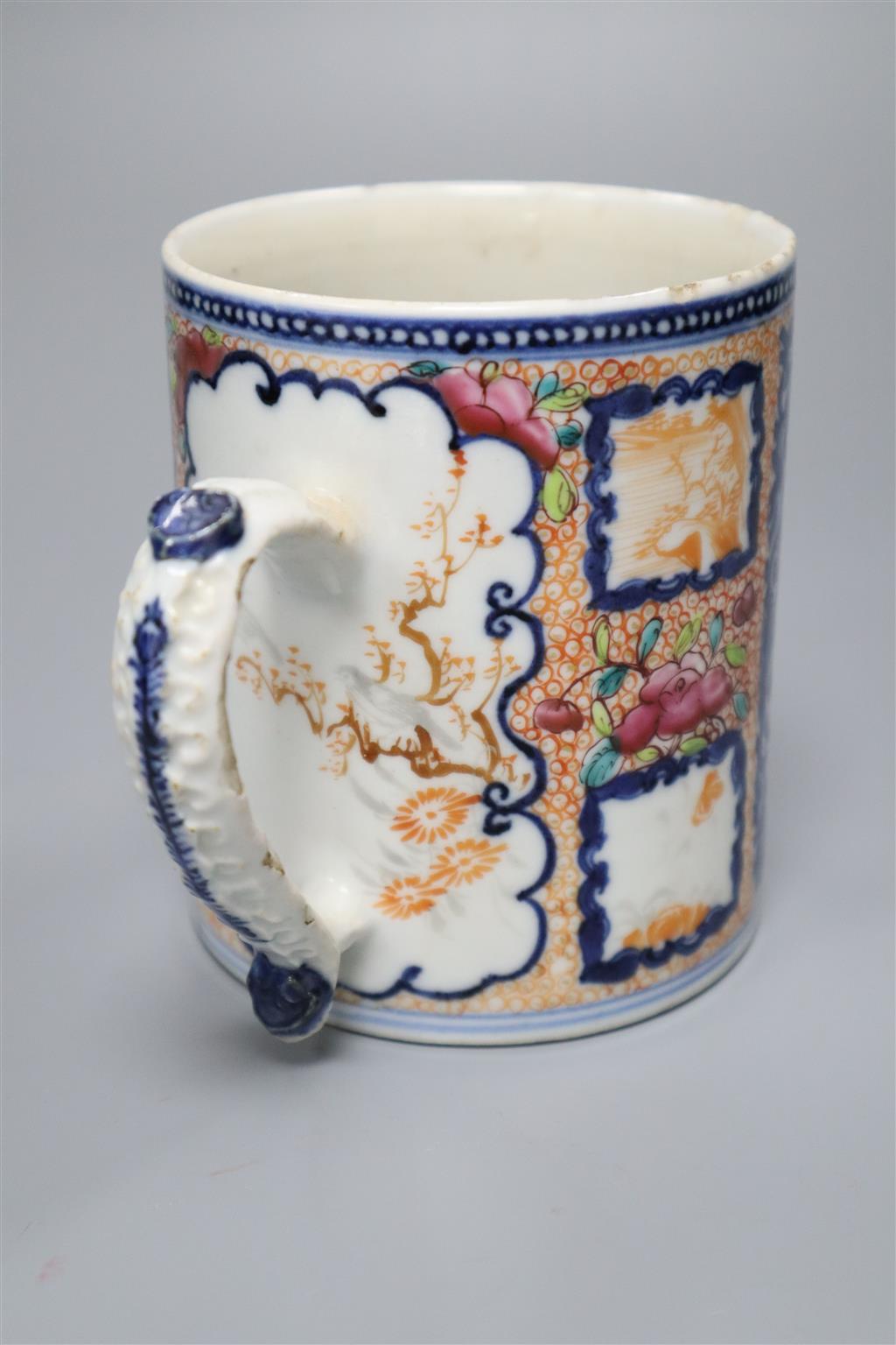 A Chinese export Mandarin pattern mug, height 11cm